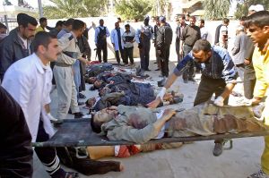Iraqi medics place dead Iraqis outside t